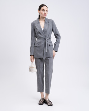 Peserico Gray double-breasted wool and cashmere jacket S01700A03358