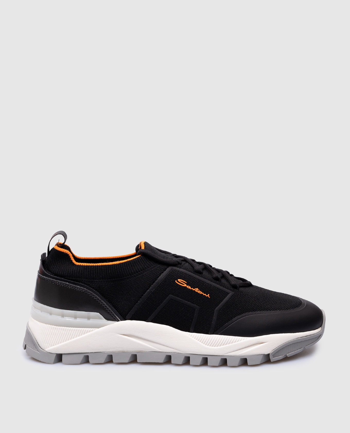 

Black combination sneakers with logo Santoni, Черный