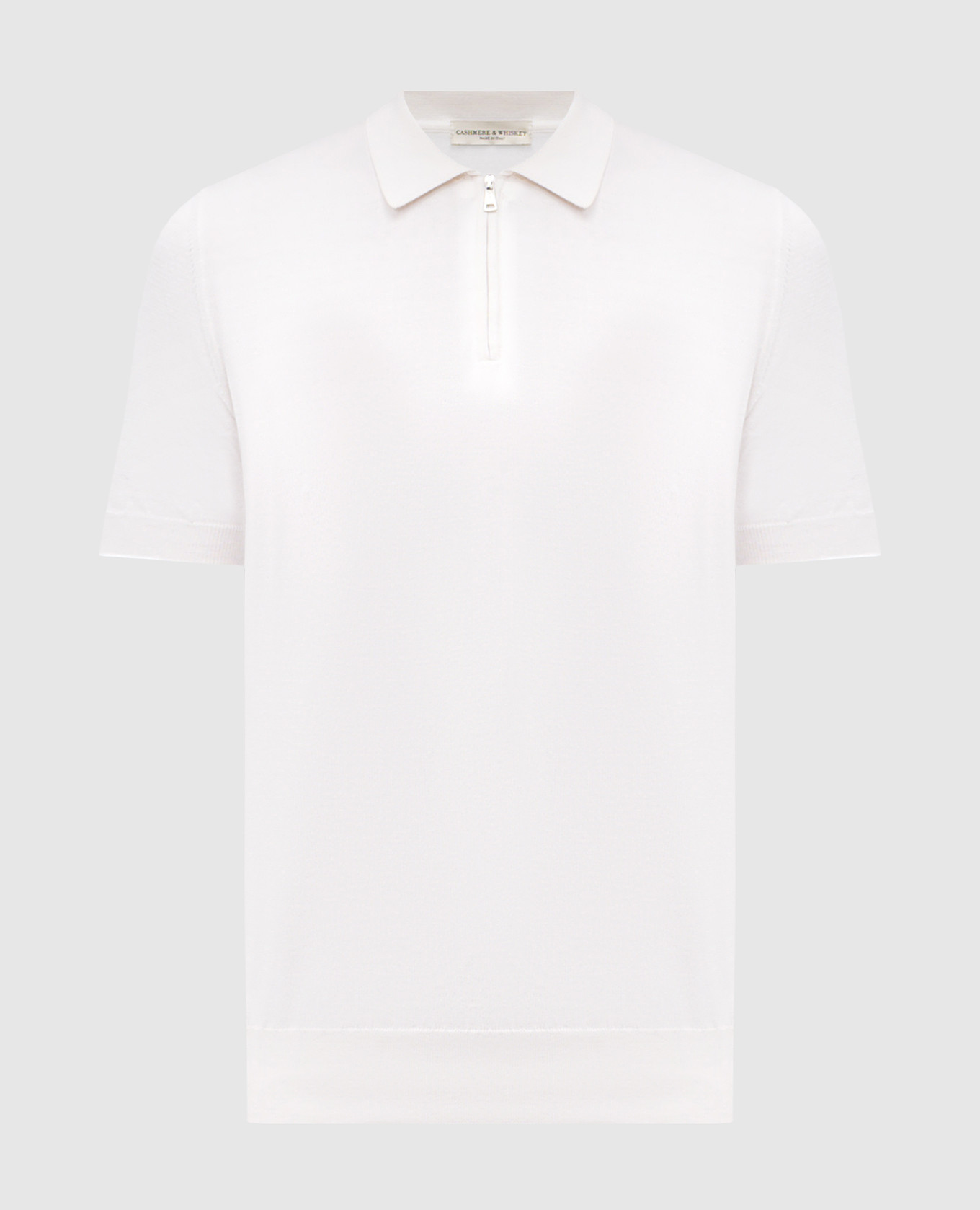 White polo with silk and cashmere