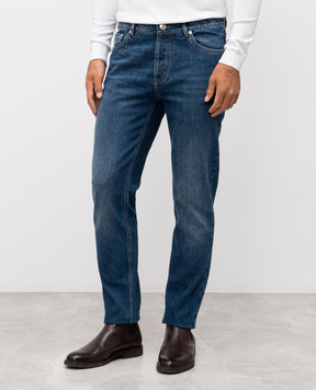Brunello Cucinelli Blue jeans with logo patch M241PD3210