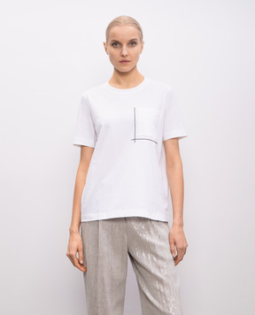 Brunello Cucinelli White T-shirt with a monil chain M0T81HA800