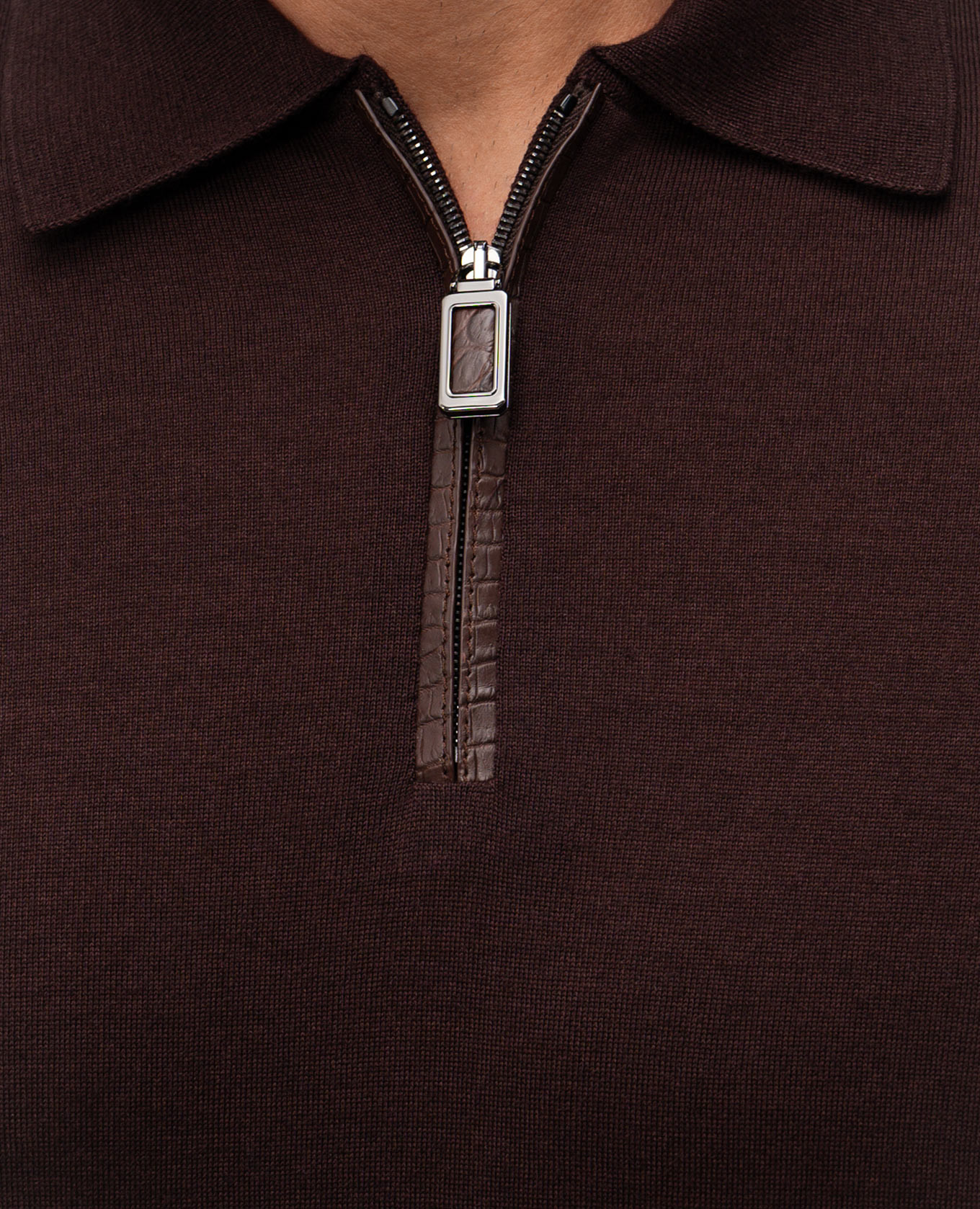 Brown cashmere and silk polo shirt Stefano Ricci 5