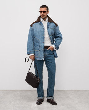 Bottega Veneta Blue denim jacket with suede inserts 837940V42W0