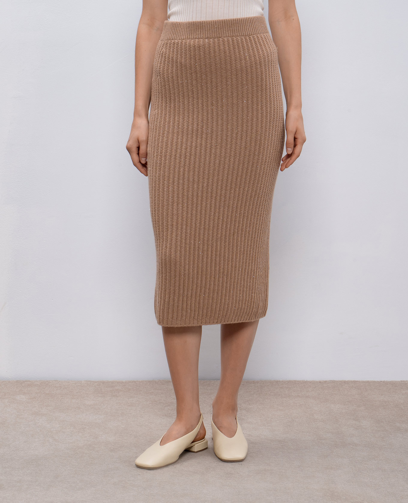 

Beige skirt with wool, silk and cashmere with lurex Peserico