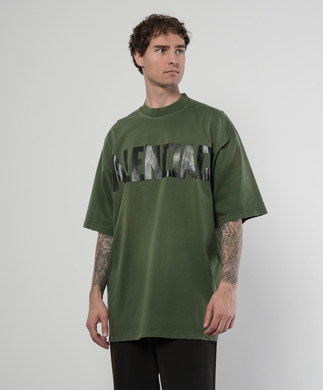 Balenciaga Green t shirt with vintage effect with Tape Type logo 739784TQVQ8 buy with Romania delivery at Symbol