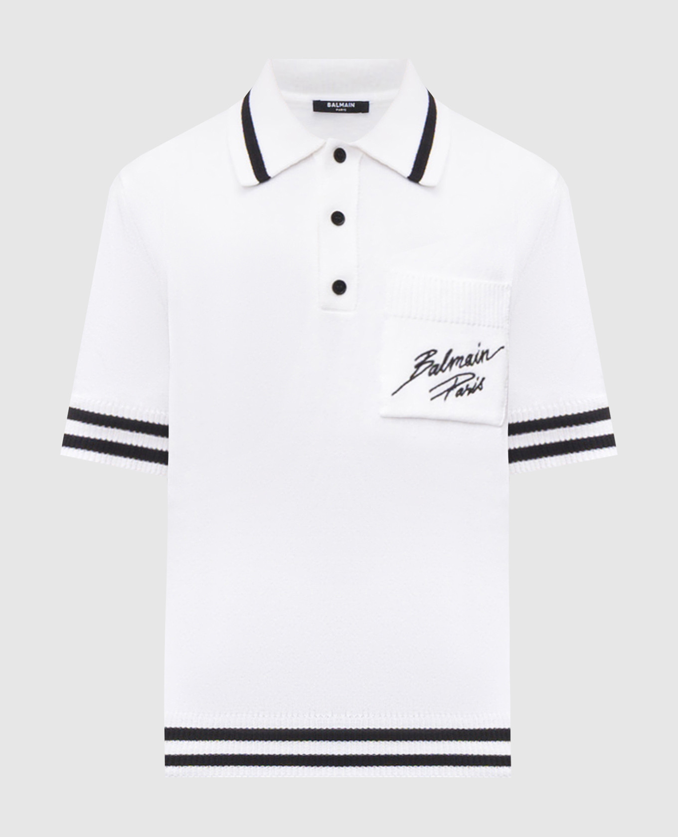 

White polo shirt with embroidered logo Balmain