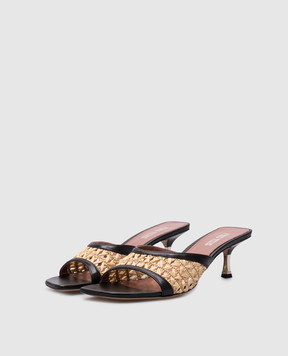 Paris Texas Black combination mules with weaving PX1620XSWVT