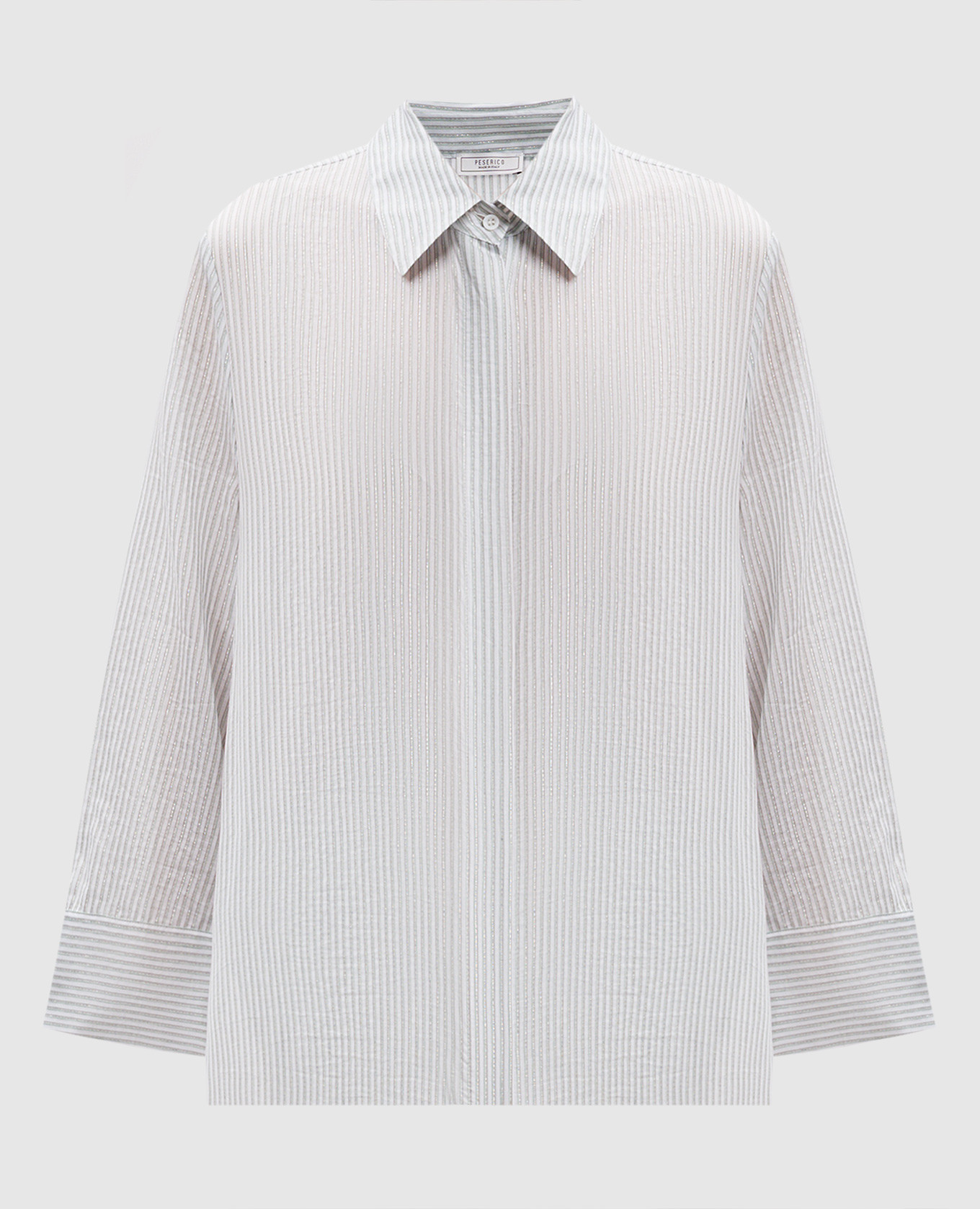 White blouse with striped silk Peserico