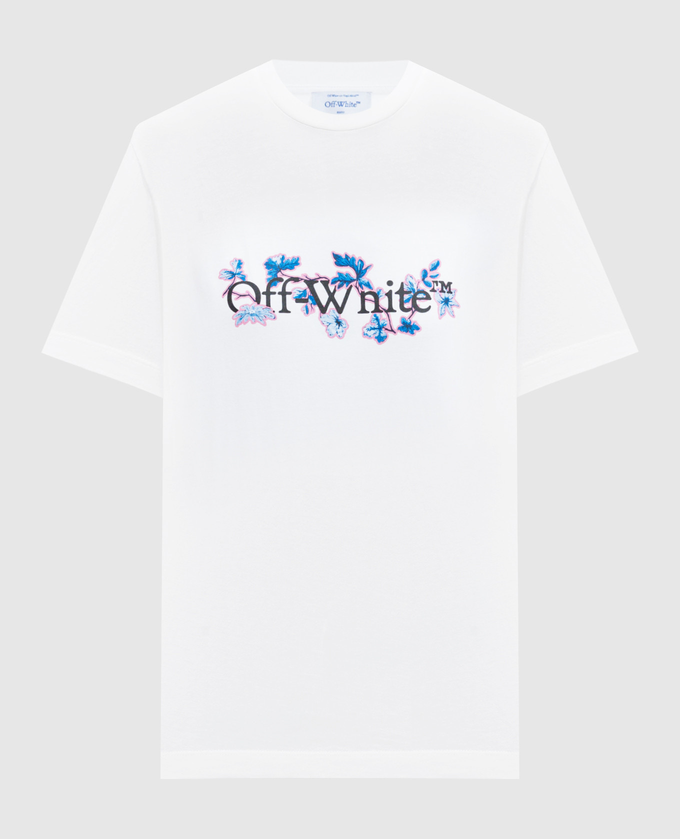 White t-shirt with flower bookish logo print off-white