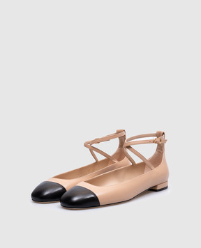 Stuart Weitzman Beige leather ballet flats EDEN STRAP SJ720