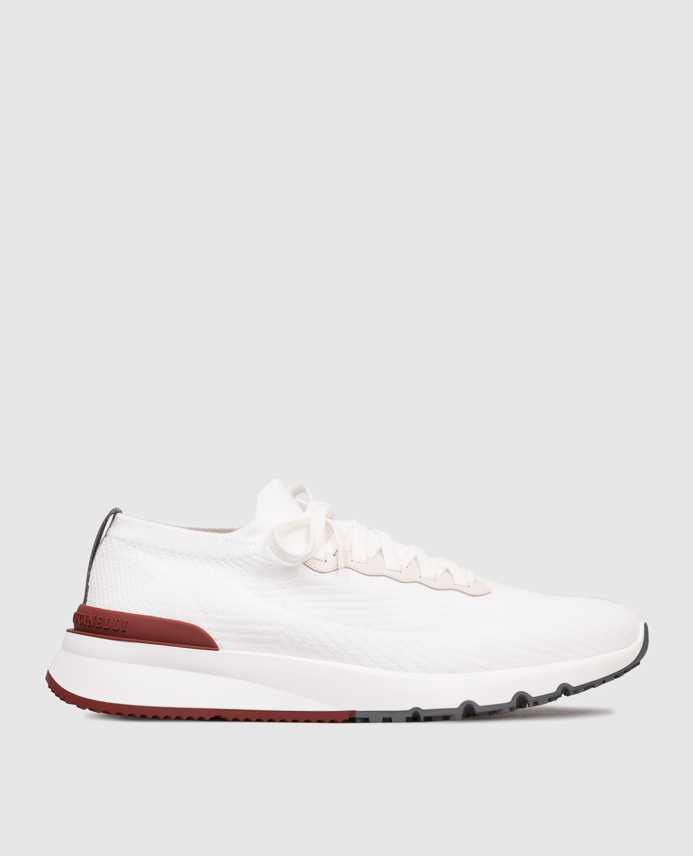 White sneakers with textured logo Brunello Cucinelli
