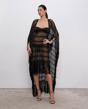 Missoni Black openwork maxi dress with fringe MS25SQ00BR00ZX