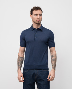Tom Ford Blue cashmere and silk polo shirt KPS027YMK005S23