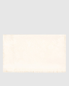 Etro Beige silk and wool patterned scarf WATA0010AQ215