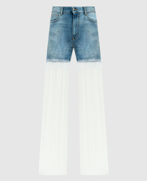 Nensi Dojaka Blue combined jeans with lace NDAW23DEN002