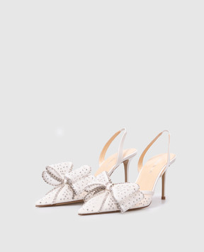 Mach&Mach White slingbacks with crystals S085485X18