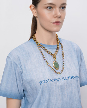 Ermanno Scervino Gold double chain with cabochon stone D463X702ZYI