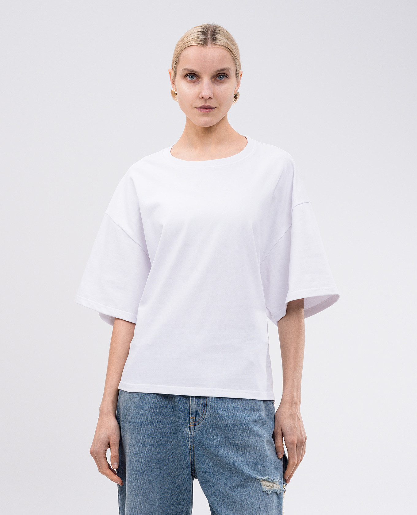 DOYLE white t-shirt with drape DARKPARK 3