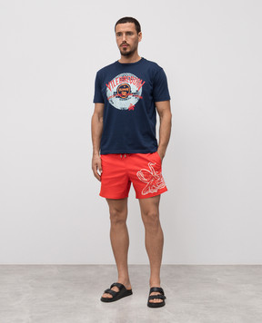 Vilebrequin Placed Poulpe Red Printed Swim Shorts MSOCE804