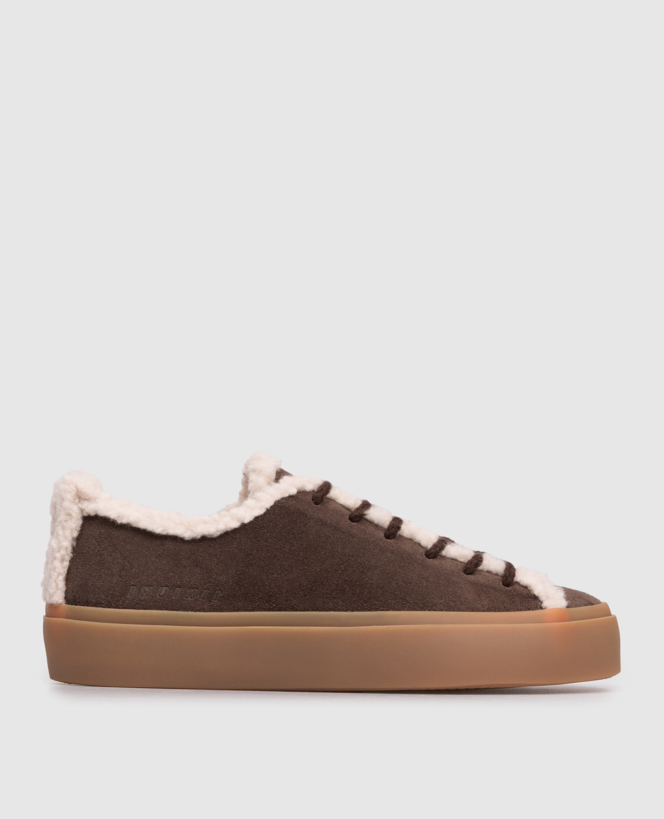 Brown suede sneakers with fur Inuikii