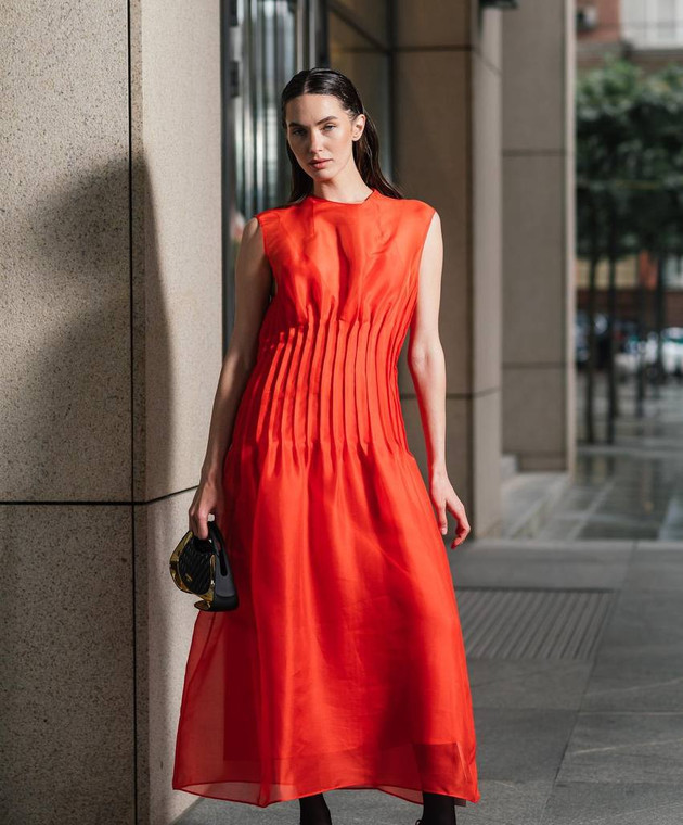 khaite wes pleated dress Khaite Wes Pintucked Maxi Dress In Black - 50% Off