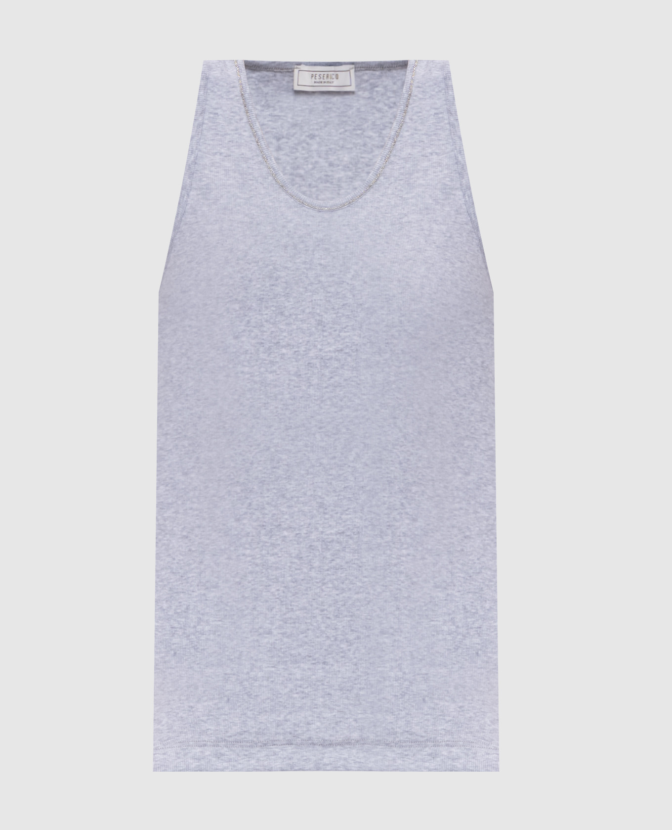 Grey melange ribbed top Peserico
