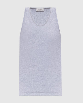 Peserico Grey melange ribbed top S08919J005669