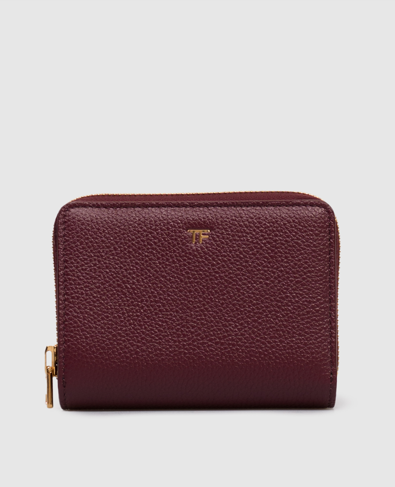 Burgundy leather wallet with monogram logo Tom Ford