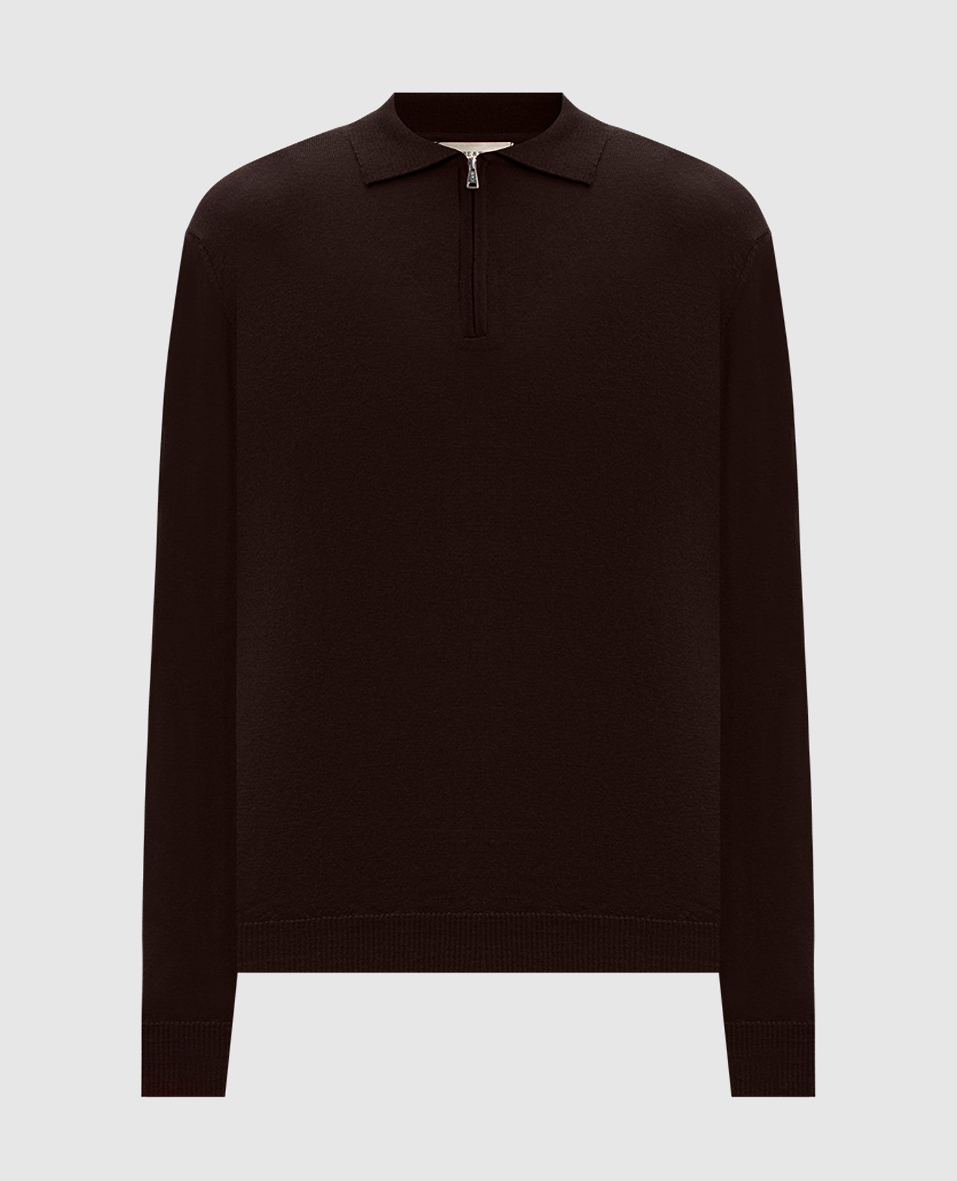 Brown merino wool polo shirt