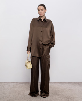 Tom Ford Brown silk cargo pants PAW632FAX881