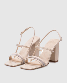 Peserico Beige leather sandals with a monil chain E39690C0RCC522