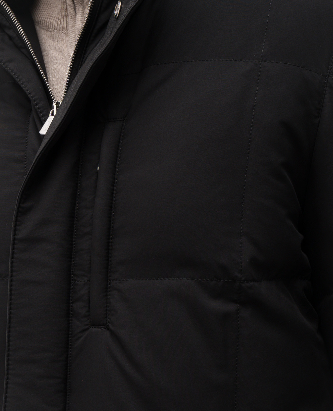 

Black silk down jacket with logo Enrico Mandelli
