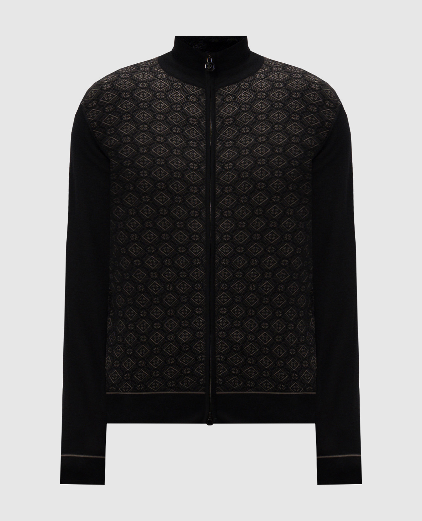 

Black patterned cashmere and silk cardigan Stefano Ricci