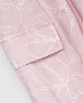 Brunello Cucinelli Children's pink floral print cargo pants with monil chain BL934P208C
