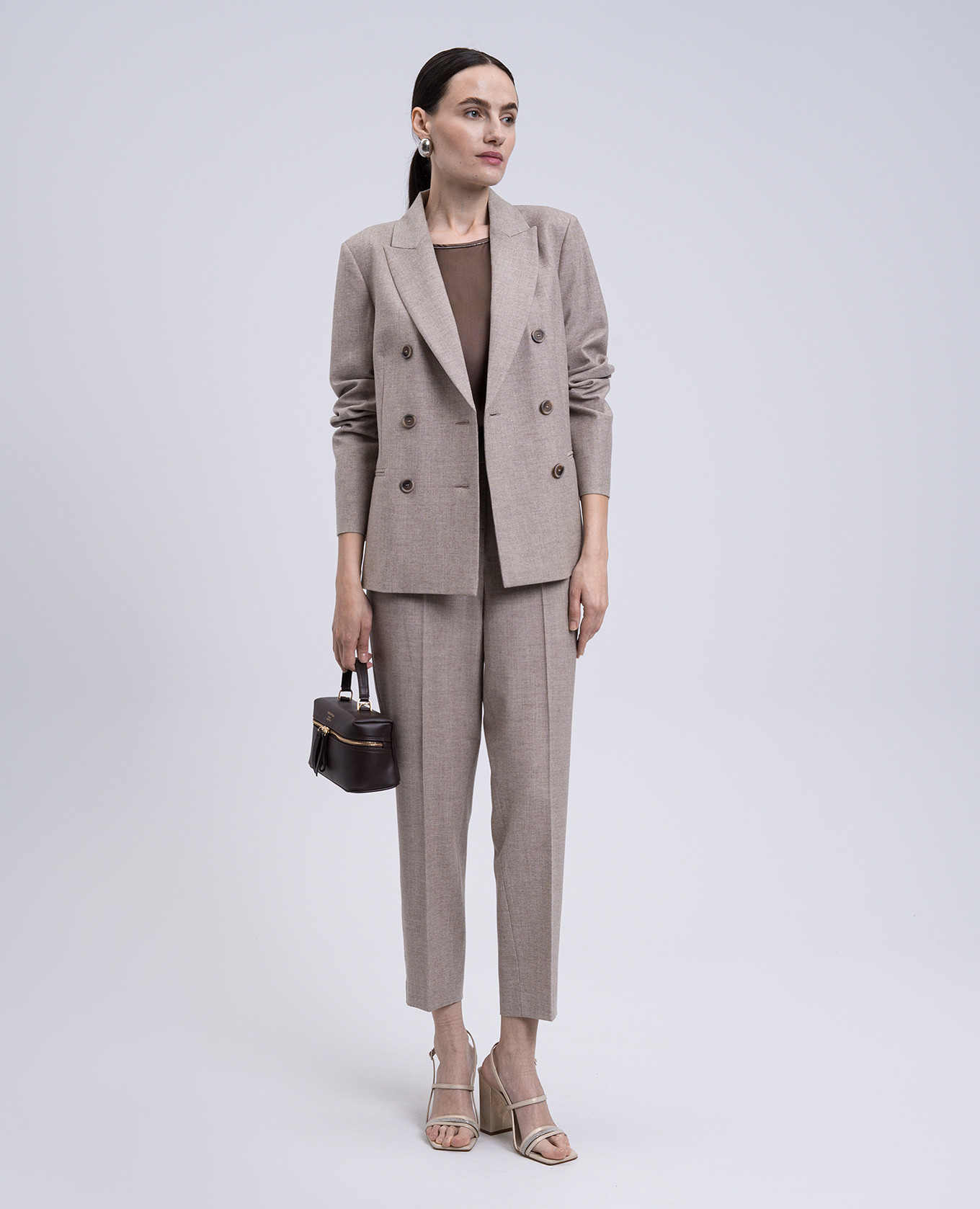 

Beige wool pants with monil chain Peserico