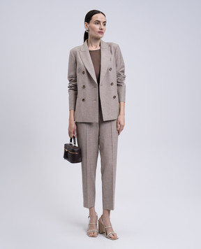 Peserico Beige wool pants with monil chain A0457206413
