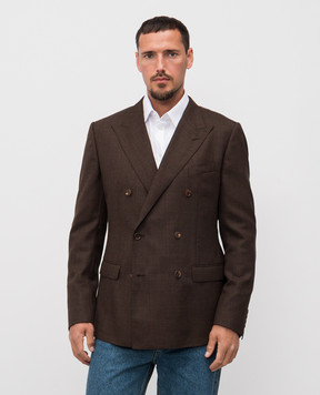 Dolce&Gabbana Taormina brown double-breasted wool jacket G2NW1TFU25E