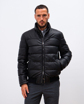 Enrico Mandelli Black down jacket made of deer leather S9T1125901