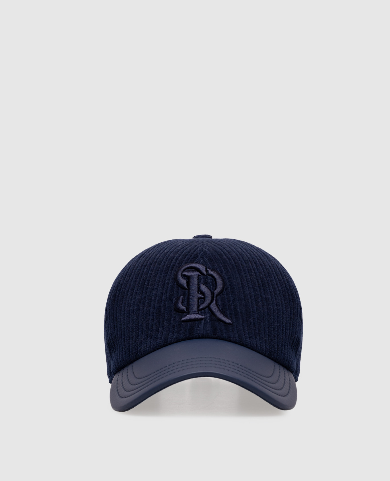 

Blue corduroy cap with embroidered monogram logo Stefano Ricci