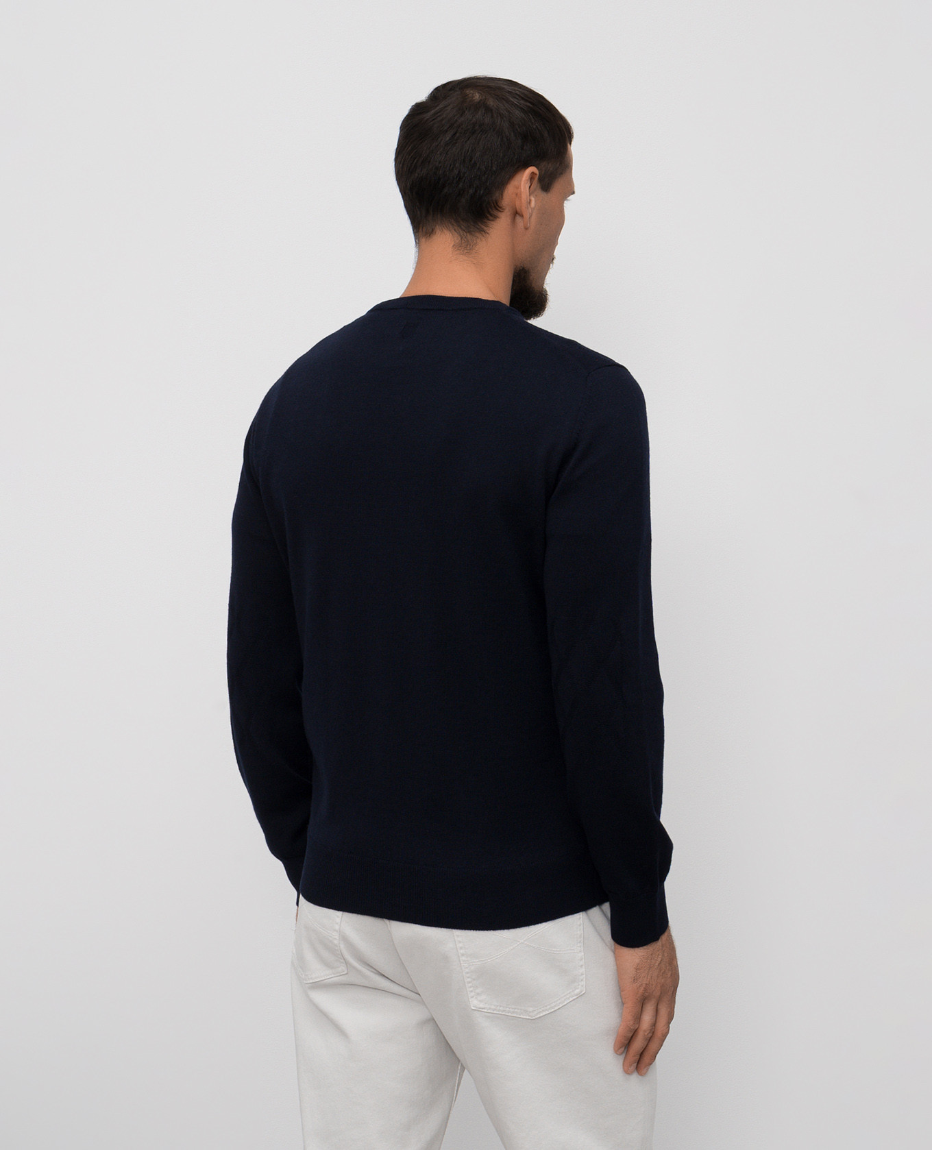Blue patterned merino wool jumper Canali 4