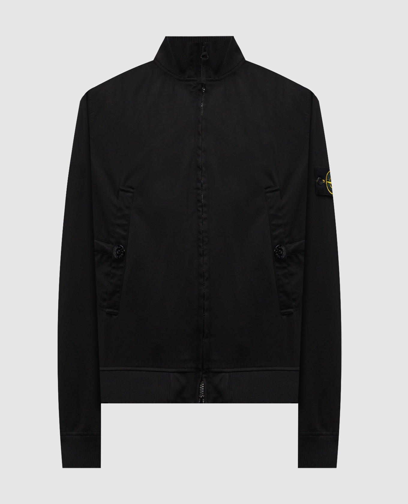 

Black jacket Raso Gommato 3L with logo Stone Island
