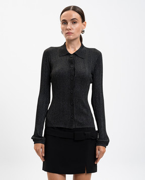 Twinset Black ribbed cardigan with lurex 252AP3022