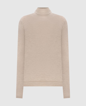 Brunello Cucinelli Beige cashmere and silk lurex turtleneck M41800063P