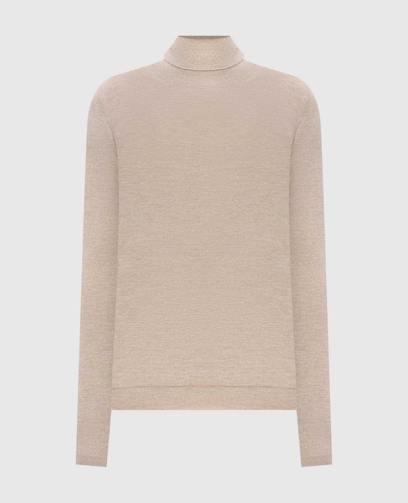 Beige cashmere and silk lurex turtleneck Brunello Cucinelli