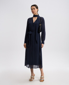 Twinset Blue patterned midi shirt dress 251TP2260