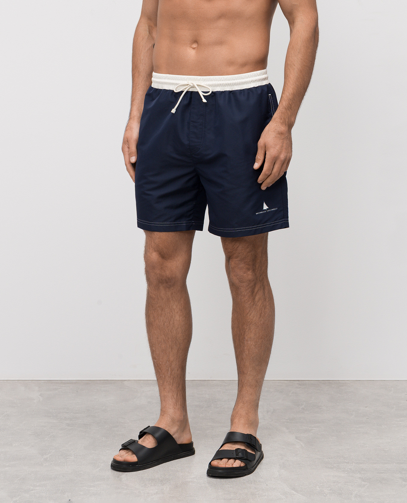 

Blue logo print swim shorts Brunello Cucinelli