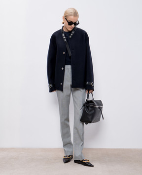 Jil Sander Gray pants made of wool in a check with slits J02KA0265J40177