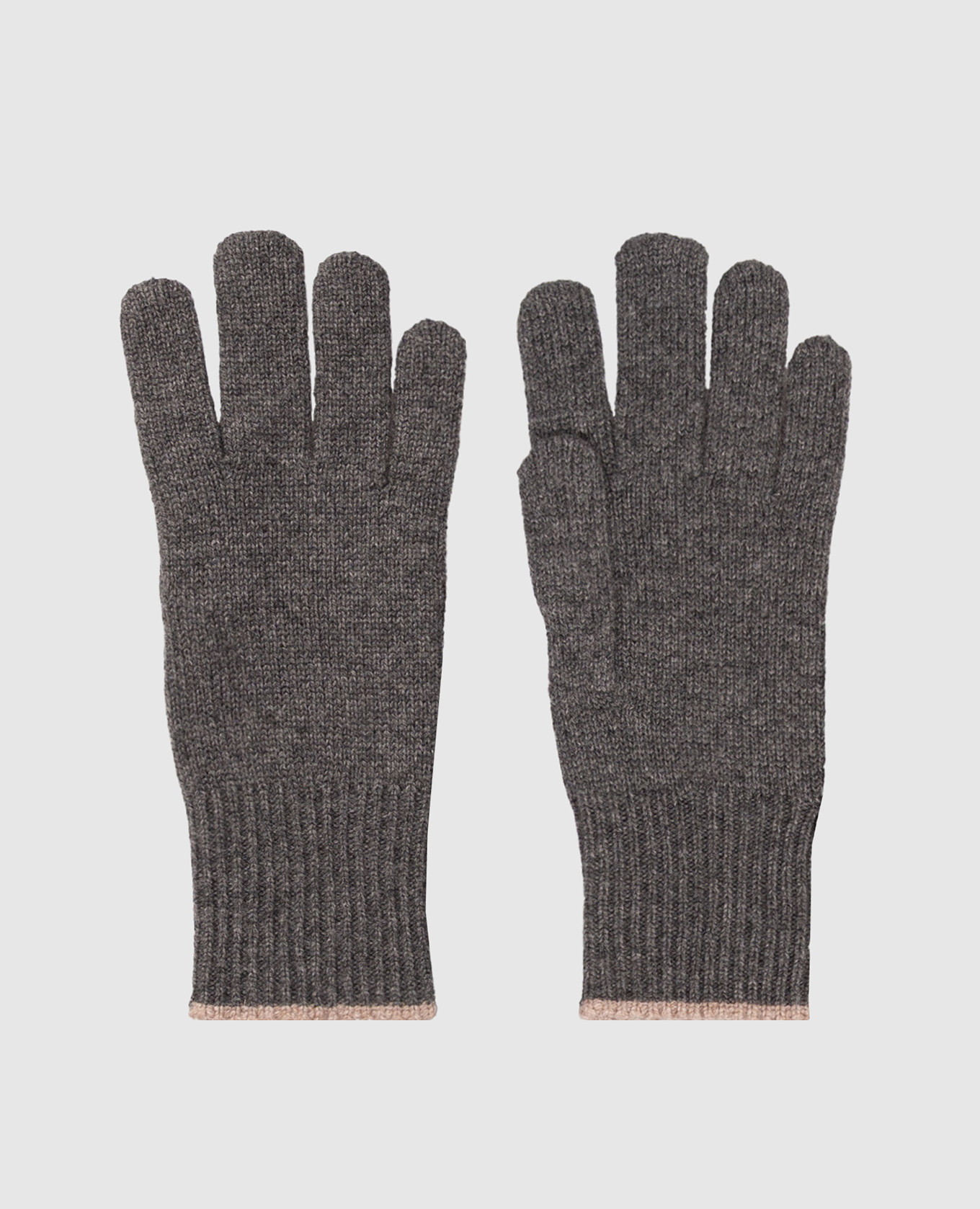 Grey cashmere gloves with edging Brunello Cucinelli