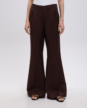 Twinset Brown flared pants with linen 251LL2BHH