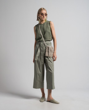 Peserico Green high rise culottes with logo patch P04688A01979